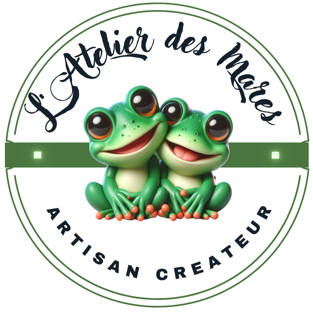 Logo Atelier des Mares avec deux grenouilles